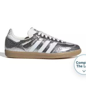 Adidas Metallic Silver Sneakers with White Stripes
